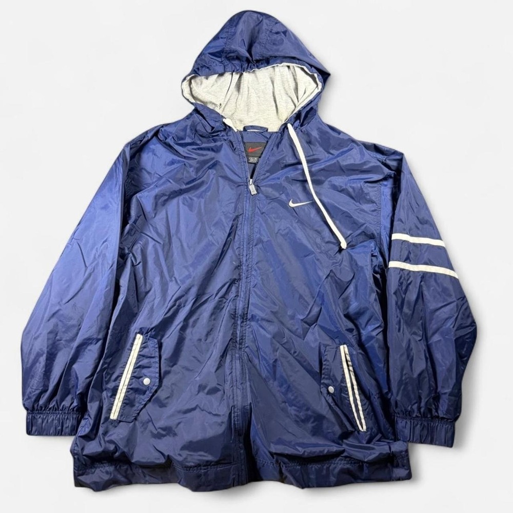 Vintage Nike Navy Striped Windbreaker Jacket Size XL